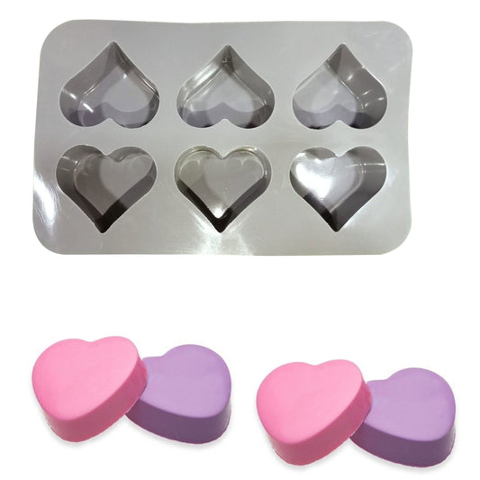 Silicone Heart Shape Soap Mould, 6 Cavity — image 1