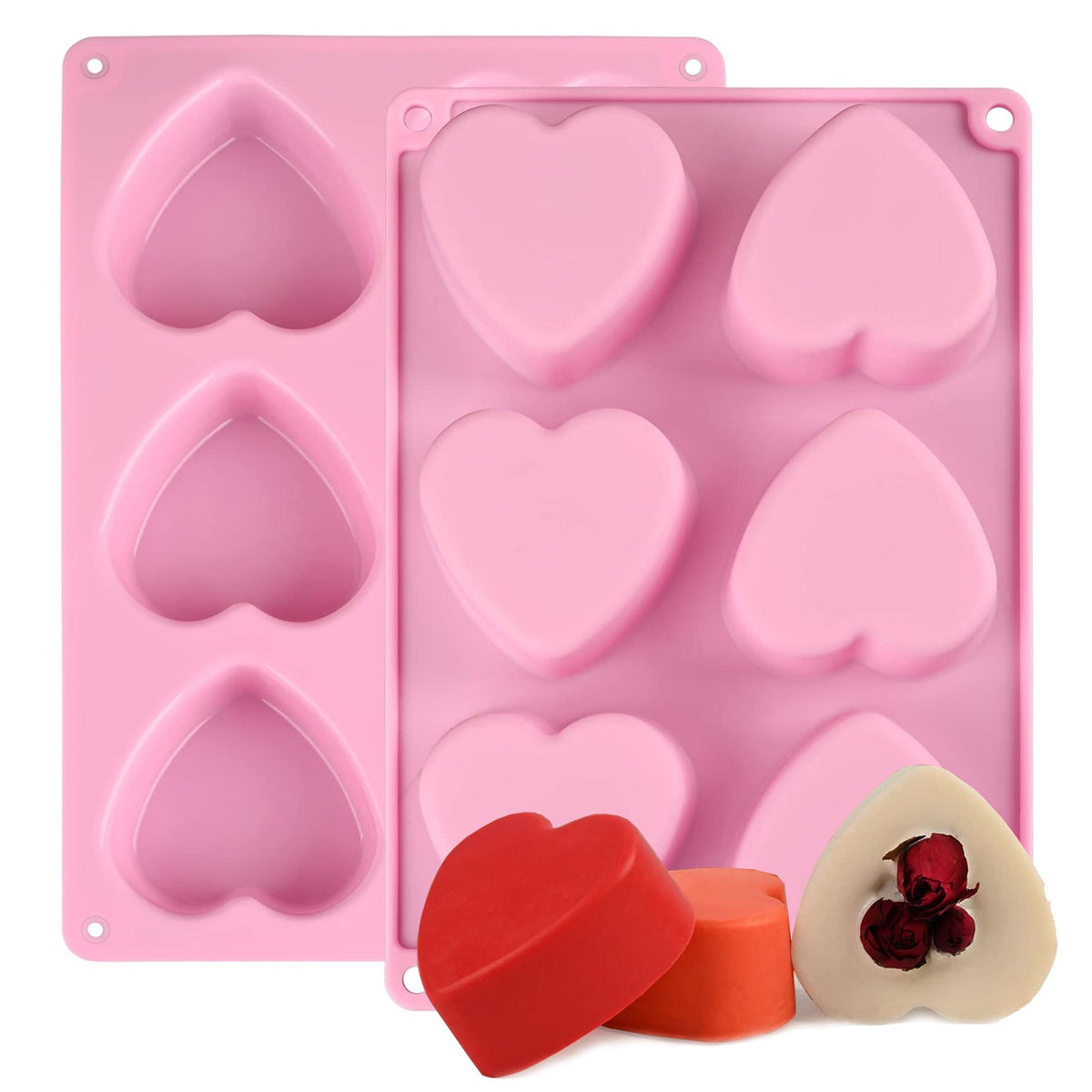 Silicone Heart Shape Soap Bar Mould, 6 Cavity — image 1