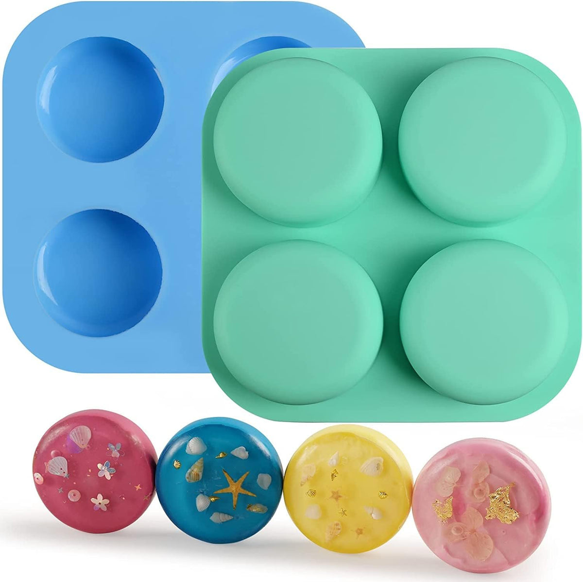 Silicone Round Soap Moulds, 4 Cavity — image 1