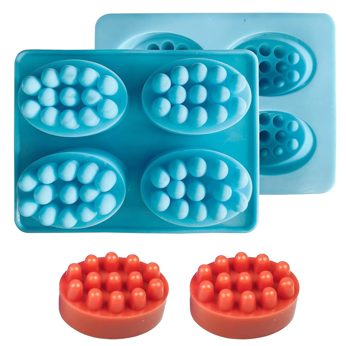 Silicone Oval Massage Soap Mould, 4 Cavity — image 1