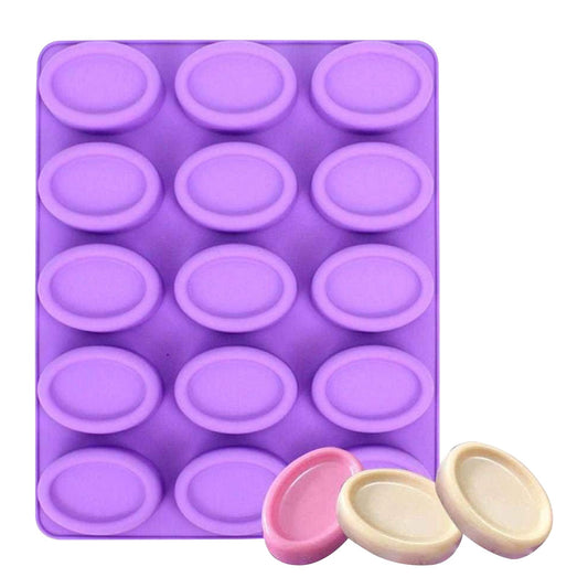 Silicone Oval Shape Reusable Soap Mould , 15 Cavity — image 1