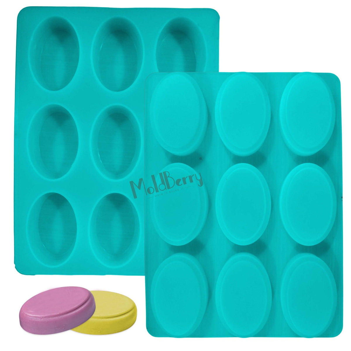 Silicone Oval Shape Thick Soap Mould, 9 Cavity — image 1