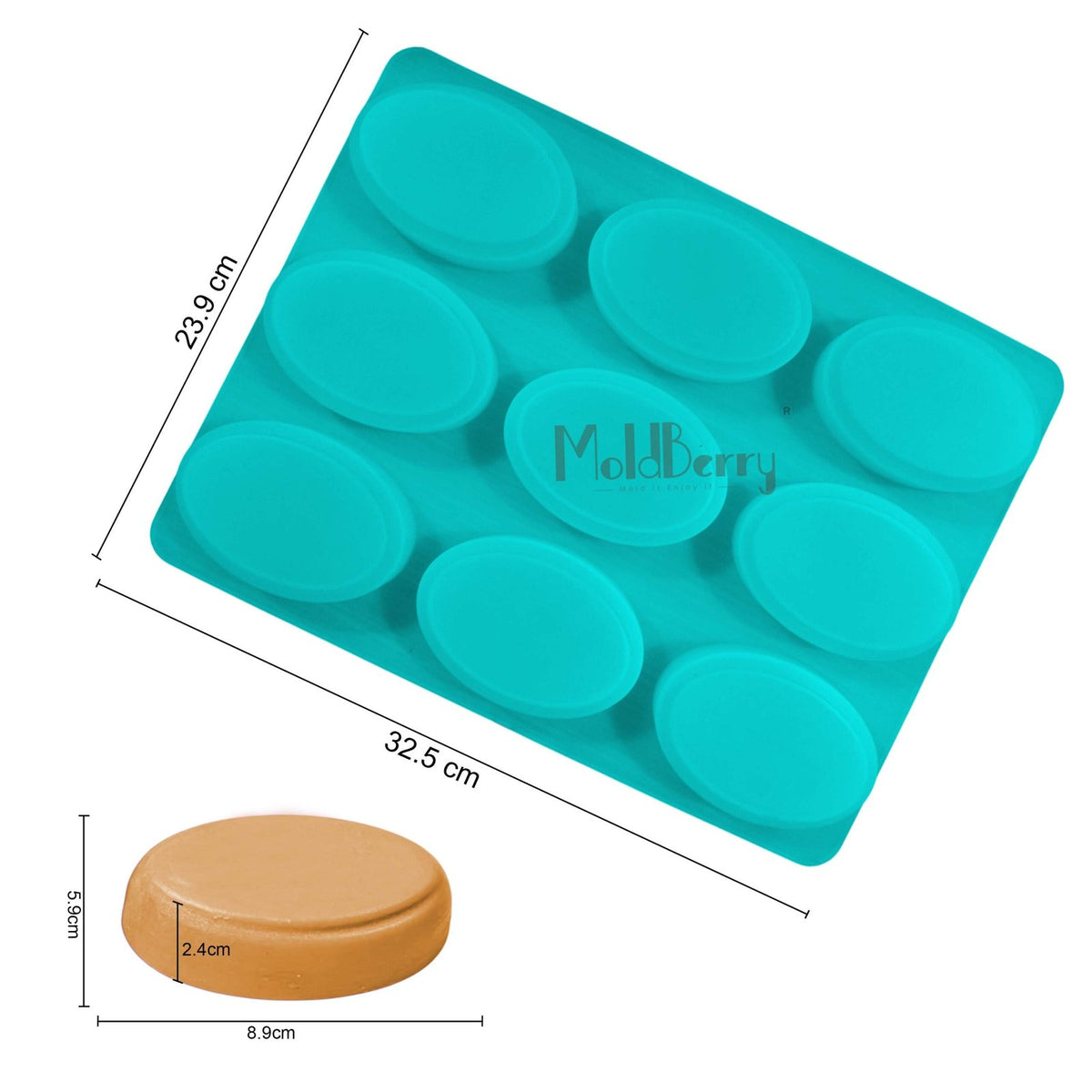 Silicone Oval Shape Thick Soap Mould, 9 Cavity — image 2