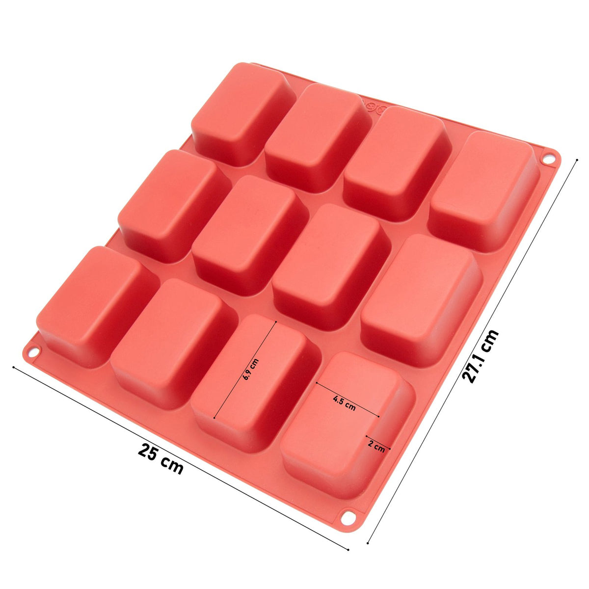 Silicone Rectangle Shape Round Edges Soap Mould, 12 Cavity — image 2