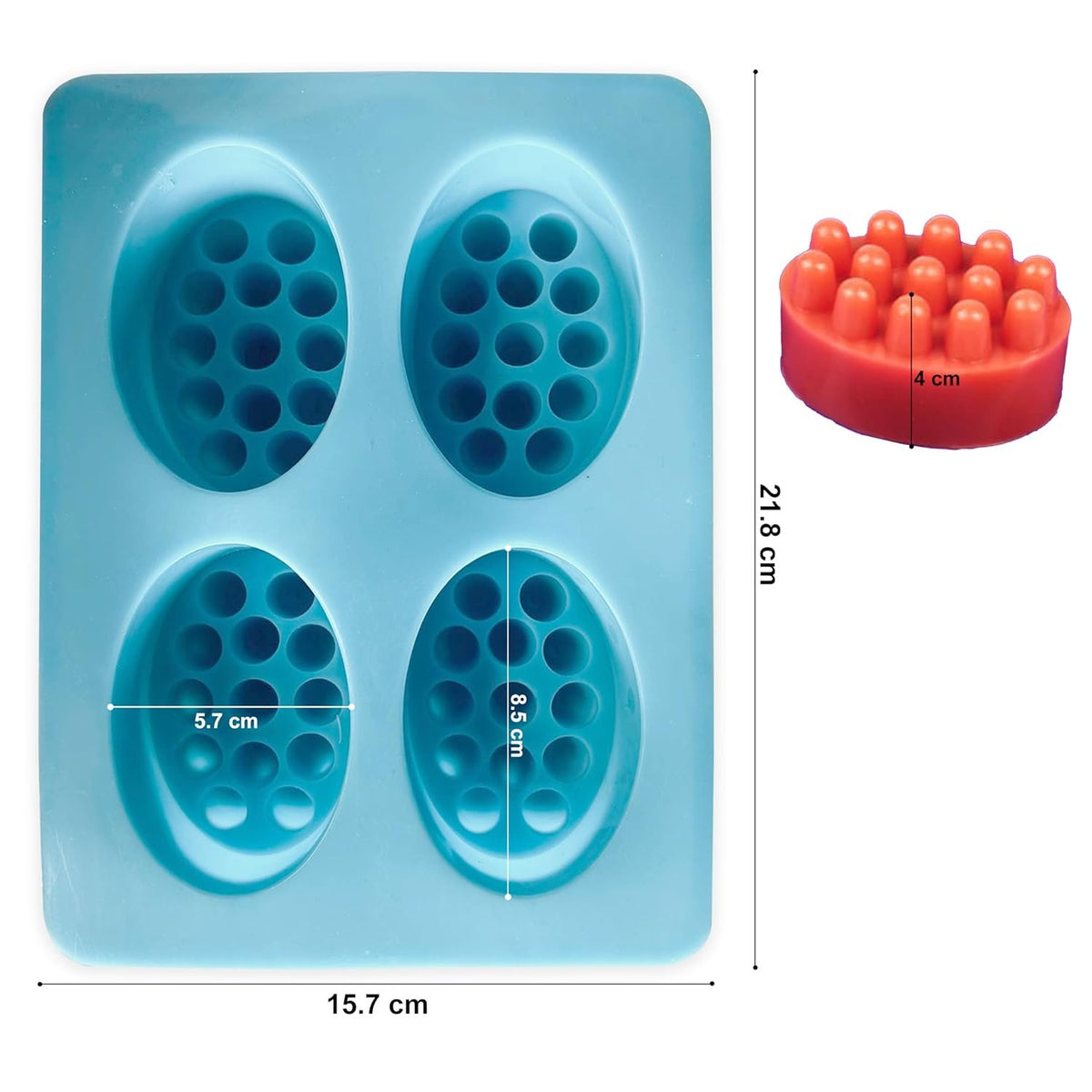 Silicone Oval Massage Soap Mould, 4 Cavity — image 2