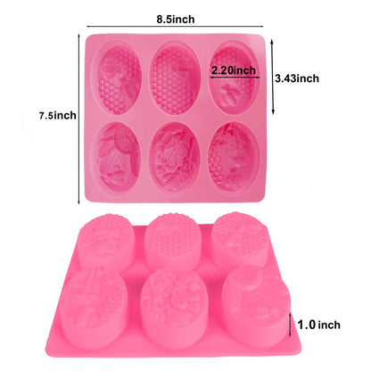 Silicone Oval Honeybee & Honeycomb Soap Mould, 6 Cavity — image 2
