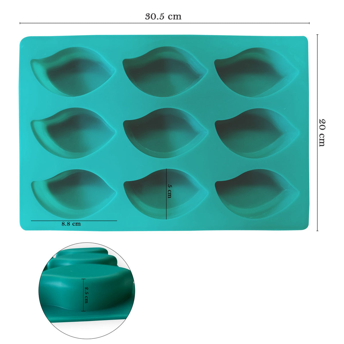 Silicone Rectangle Oval Soap Bar Mould, 9 Cavity — image 2