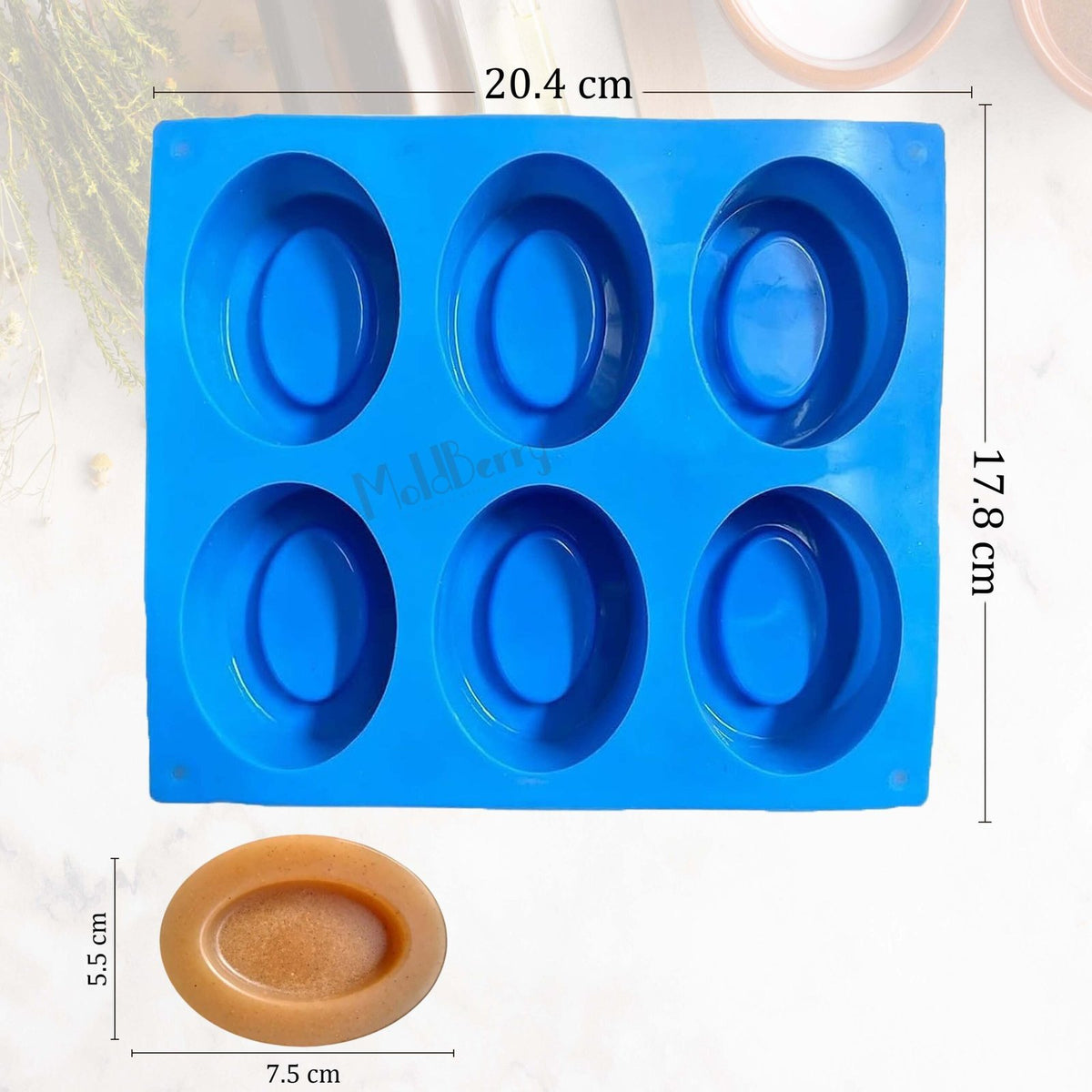 Silicone Oval Pear Shape Soap Mould, 6 Cavity — image 2