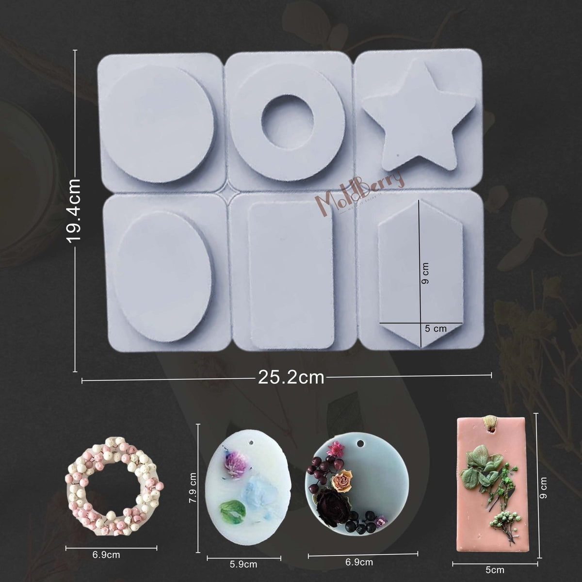 Silicone Different Shape Hanging Soap Mould, 6 Cavity — image 2