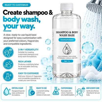 Shampoo & Body Wash - Liquid TRANSPARENT 2 In 1 Base