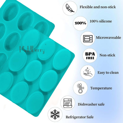 Silicone Oval Shape Thick Soap Mould, 9 Cavity — image 3
