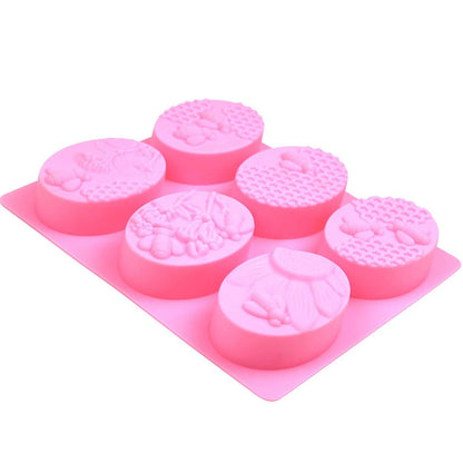 Silicone Oval Honeybee & Honeycomb Soap Mould, 6 Cavity — image 3