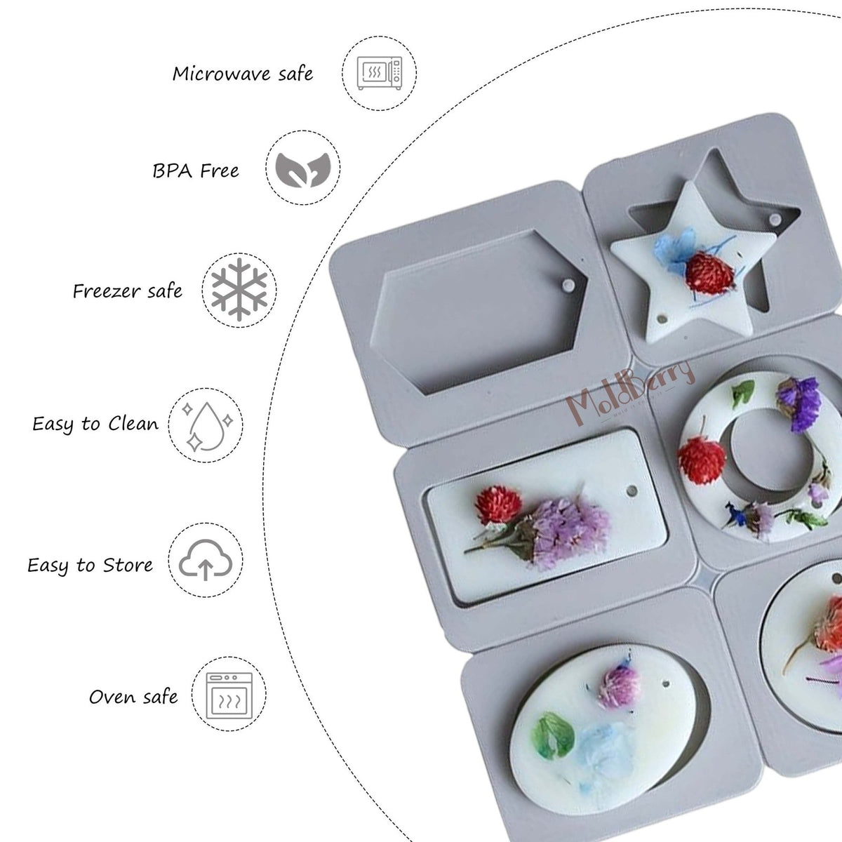 Silicone Different Shape Hanging Soap Mould, 6 Cavity — image 3