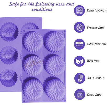 Silicone Flower Shape Mini Soap Mould, 6 Cavity — image 5