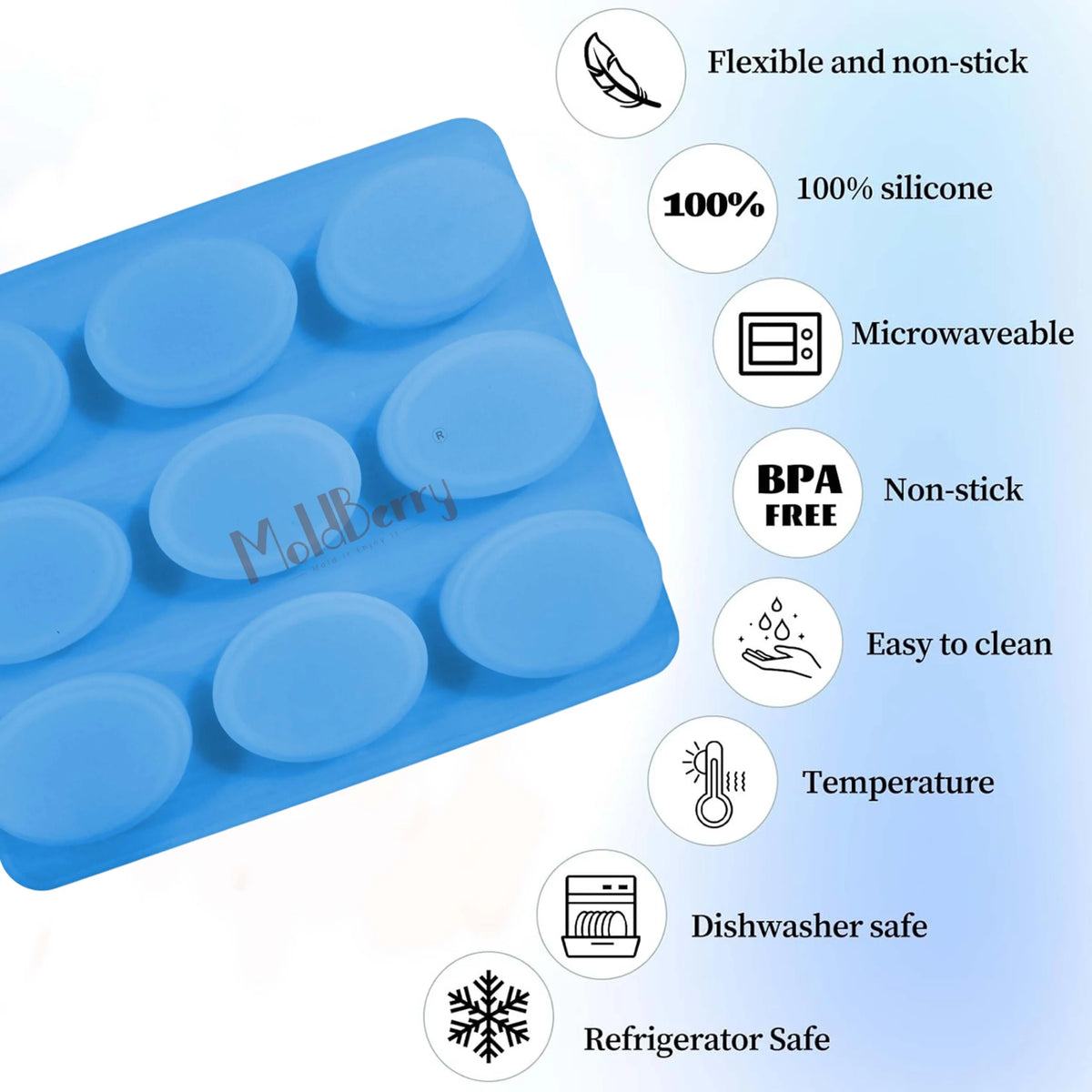 Silicone Oval Soap Mould, 9 Cavity — image 3
