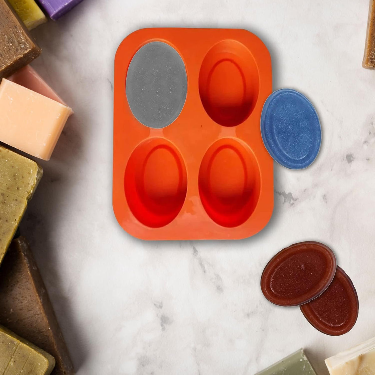 Silicone Oval Pears Soap Mould, 4 Cavity — image 2