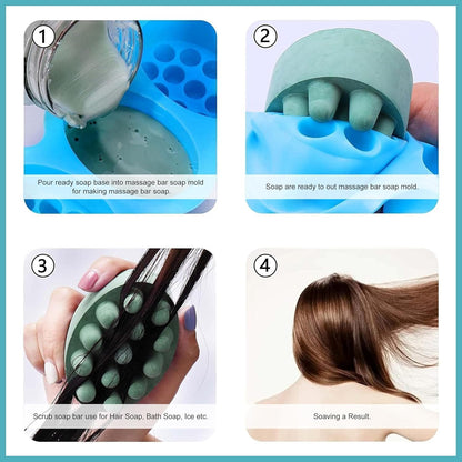 Silicone Oval Massage Soap Mould, 4 Cavity — image 3