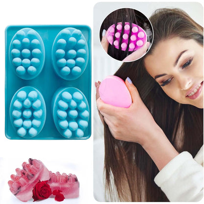 Silicone Oval Massage Soap Mould, 4 Cavity — image 4