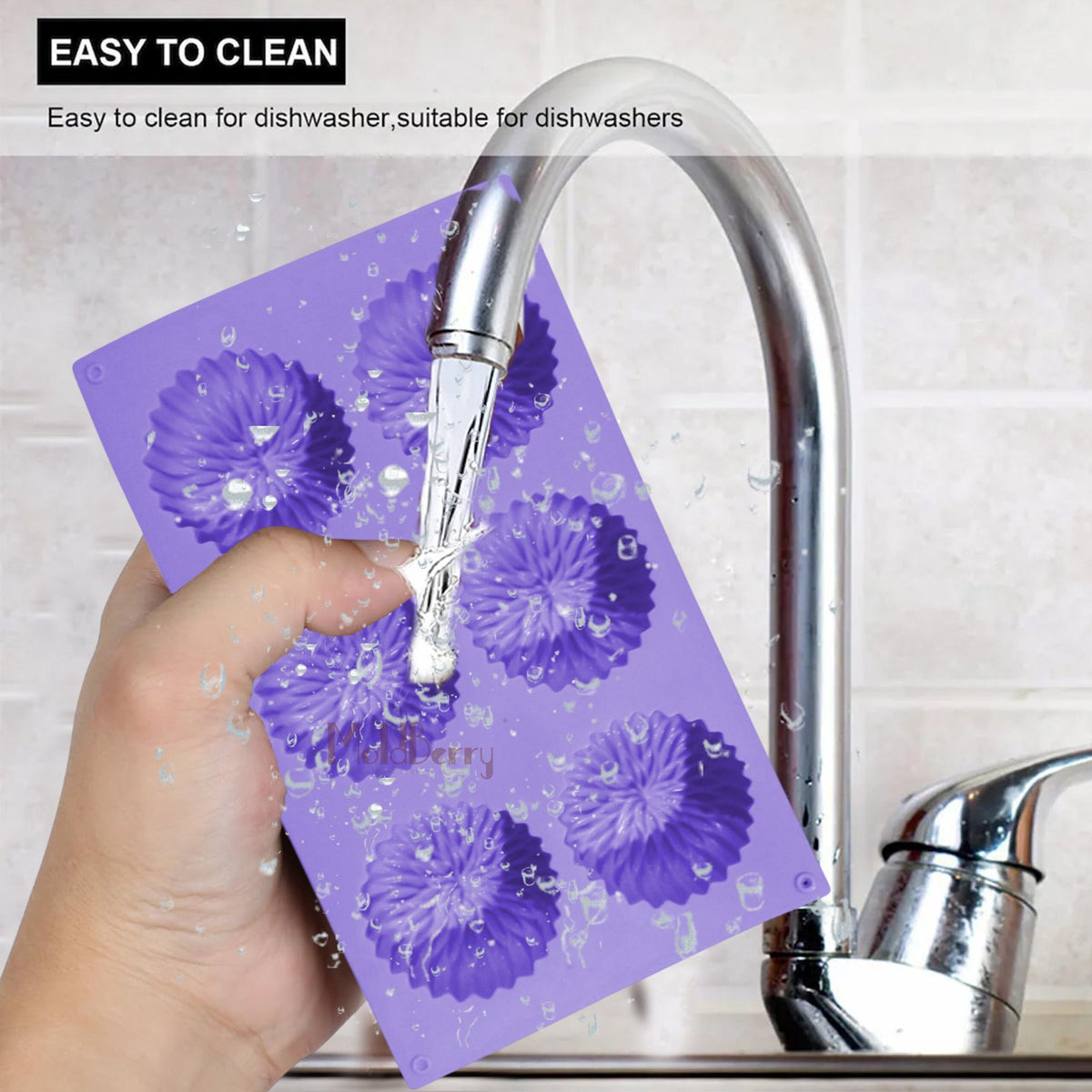 Silicone Flower Shape Mini Soap Mould, 6 Cavity — image 3