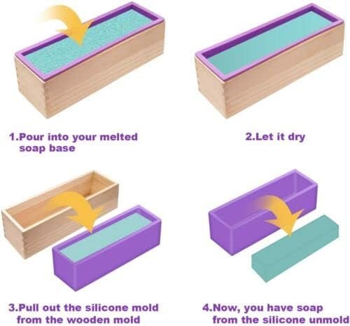 Silicone Rectangular Loaf Soap Mould With Wooden Box — image 4