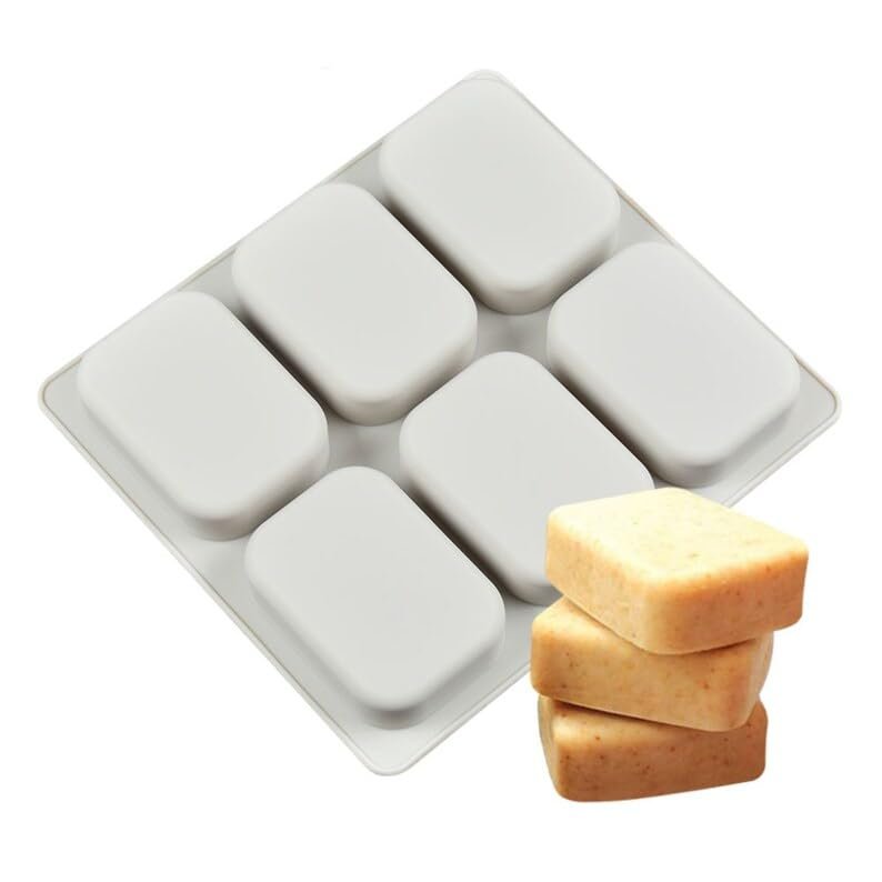 Silicone Rectangle Curved Edge Soap Bar Mould, 6 Cavity — image 1