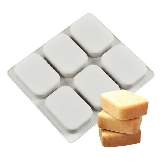 Silicone Rectangle Curved Edge Soap Bar Mould, 6 Cavity — image 1