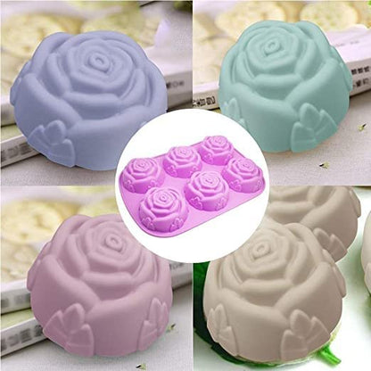 Silicone Rose Flower Shape Soap Mould, 6 Cavity — image 6