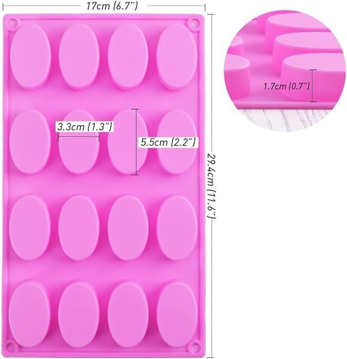 Silicone Small Oval Shape Soap Mould, 16 Cavity — image 2
