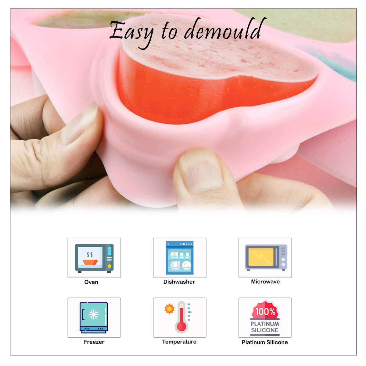 Silicone Heart Shape Soap Mould, 6 Cavity — image 6