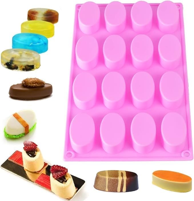 Silicone Small Oval Shape Soap Mould, 16 Cavity — image 1