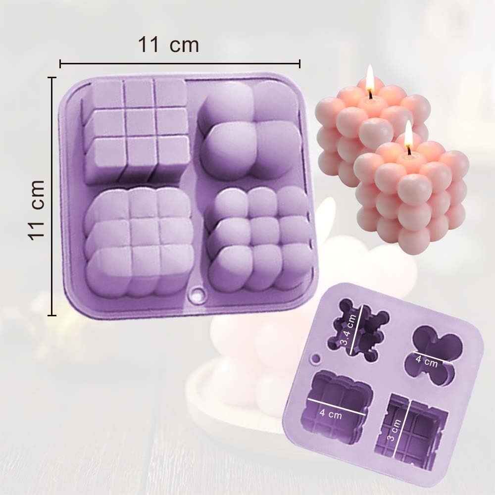 Silicone 4 in 1 Design Bubble Candle, 3D Cube — image 2