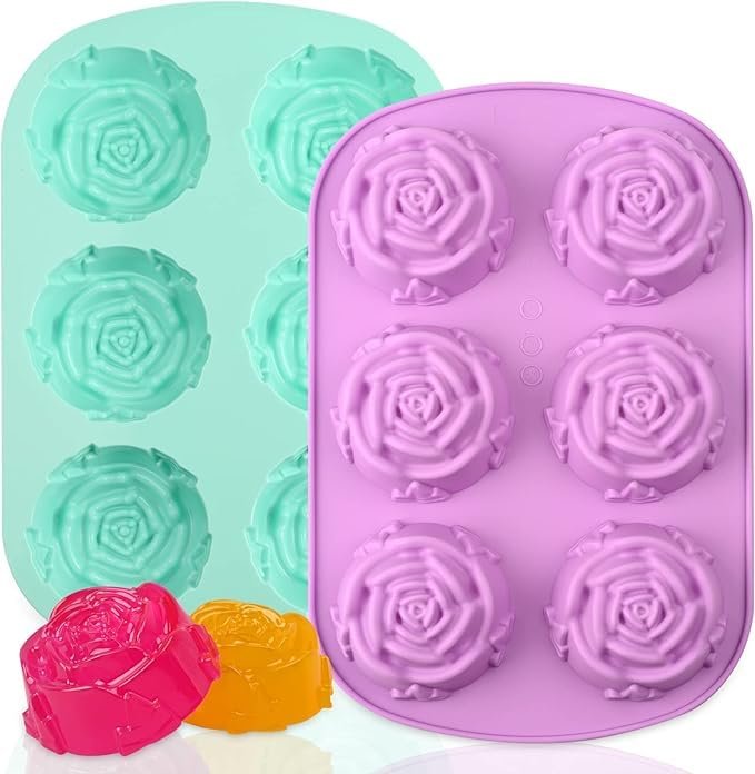 Silicone Rose Flower Shape Soap Mould, 6 Cavity — image 1