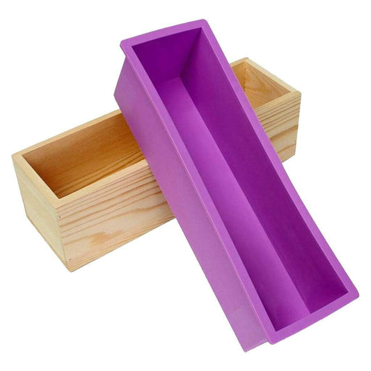 Silicone Rectangular Loaf Soap Mould With Wooden Box — image 1