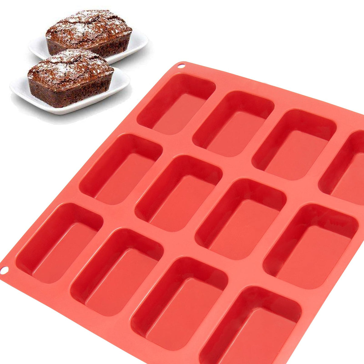 Silicone Rectangle Shape Round Edges Soap Mould, 12 Cavity — image 3