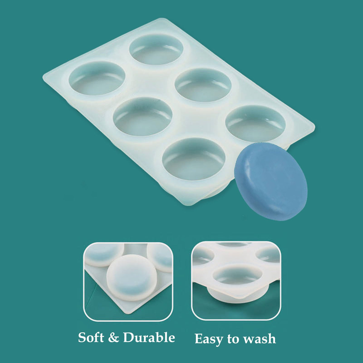 Silicone Round Soap Mould, 6 Cavity — image 3