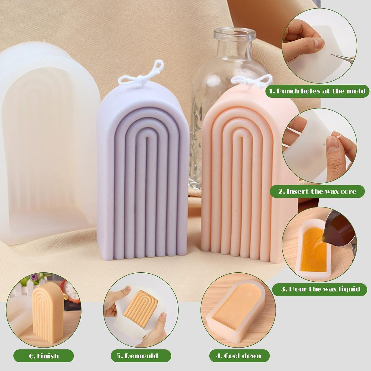 Silicone Rainbow Arch U-Shaped Candle Mould — image 6