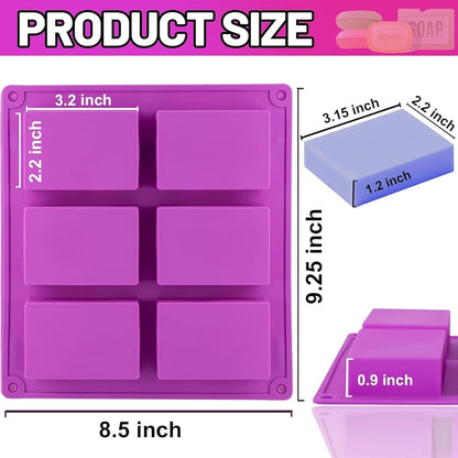 Silicone Rectangle Soap Mould, 6 Cavity — image 2