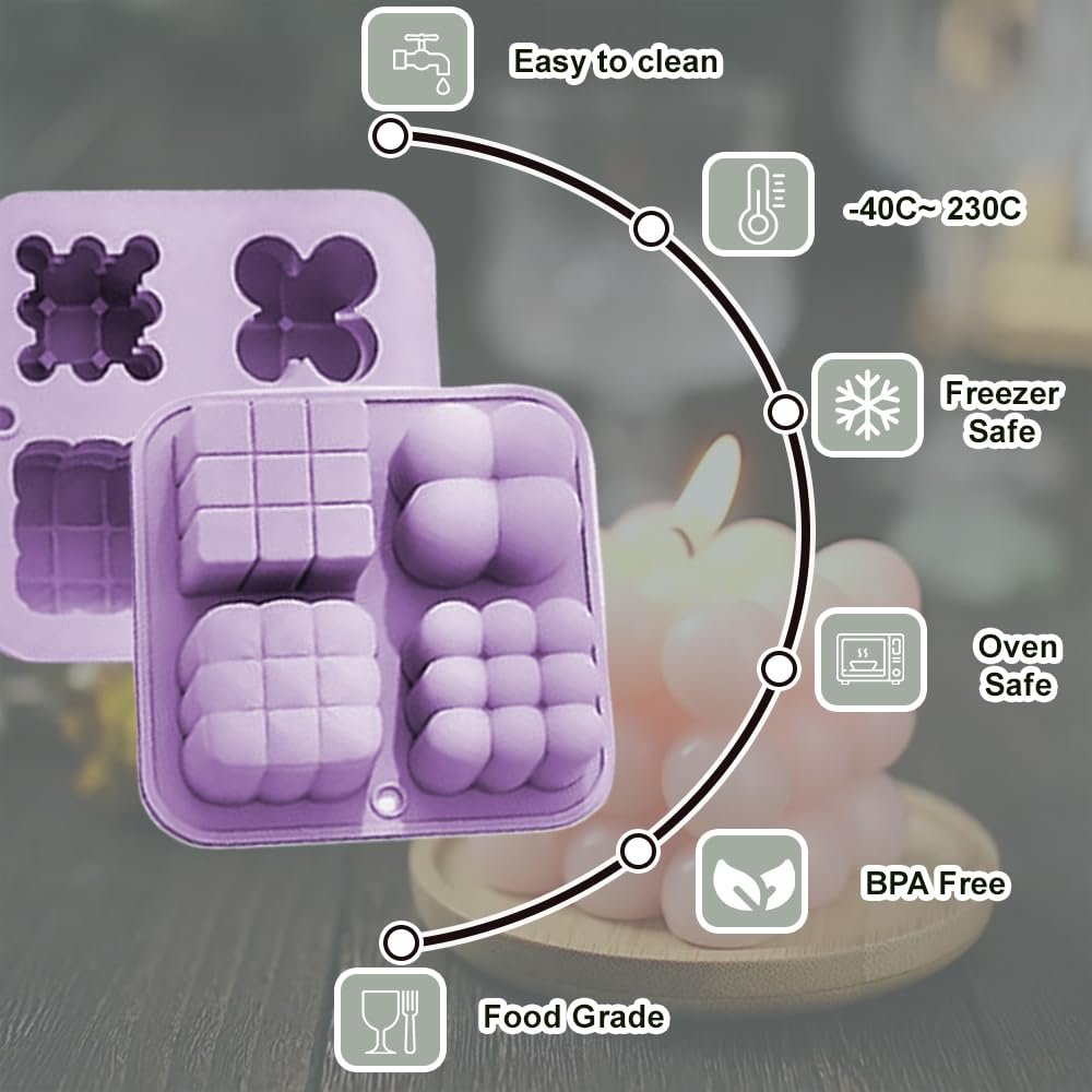Silicone 4 in 1 Design Bubble Candle, 3D Cube — image 4