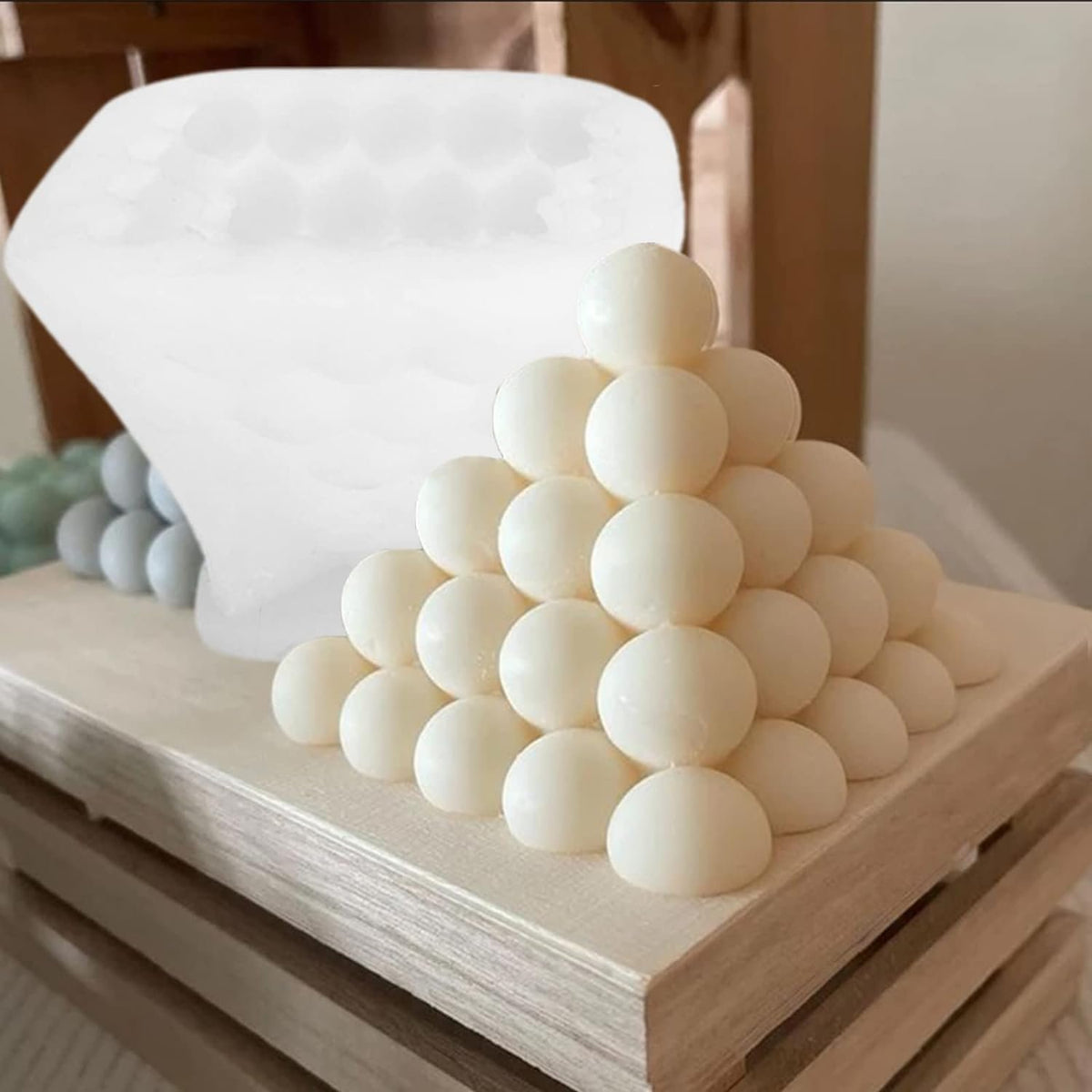 Silicone Pyramid Bubble Cube Candle Mould — image 1