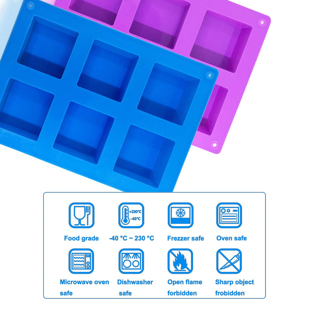 Silicone Square Shape Soap Mould, 6 Cavity — image 5
