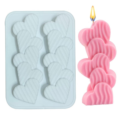 Striped Heart Shape Candle Mould, 2 Cavity — image 1