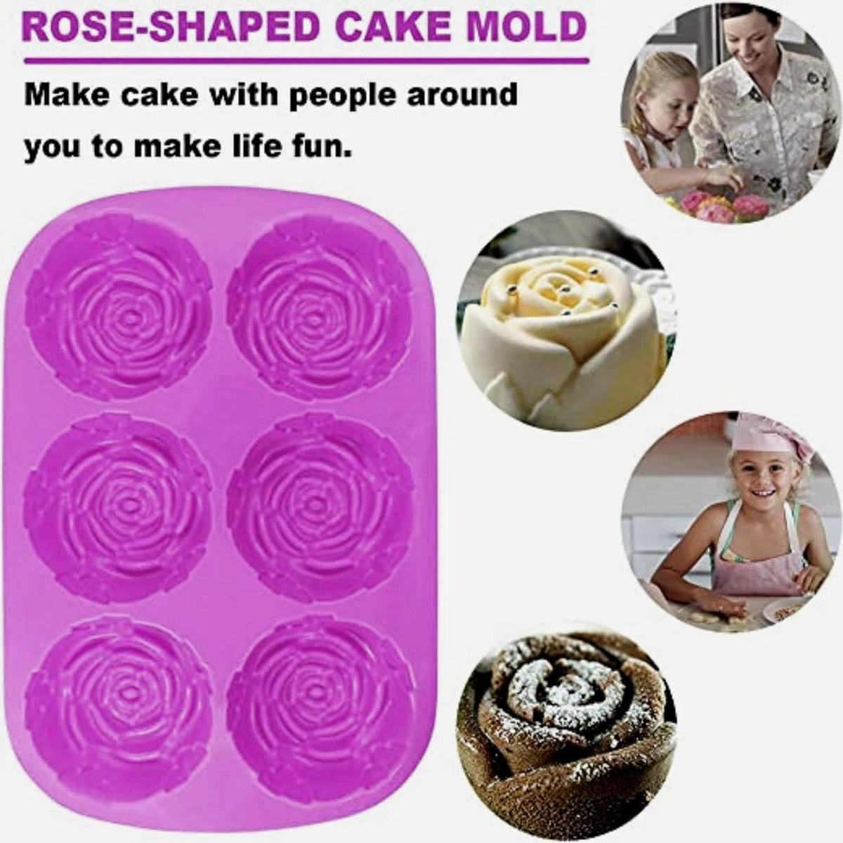 Silicone Rose Flower Shape Soap Mould, 6 Cavity — image 4