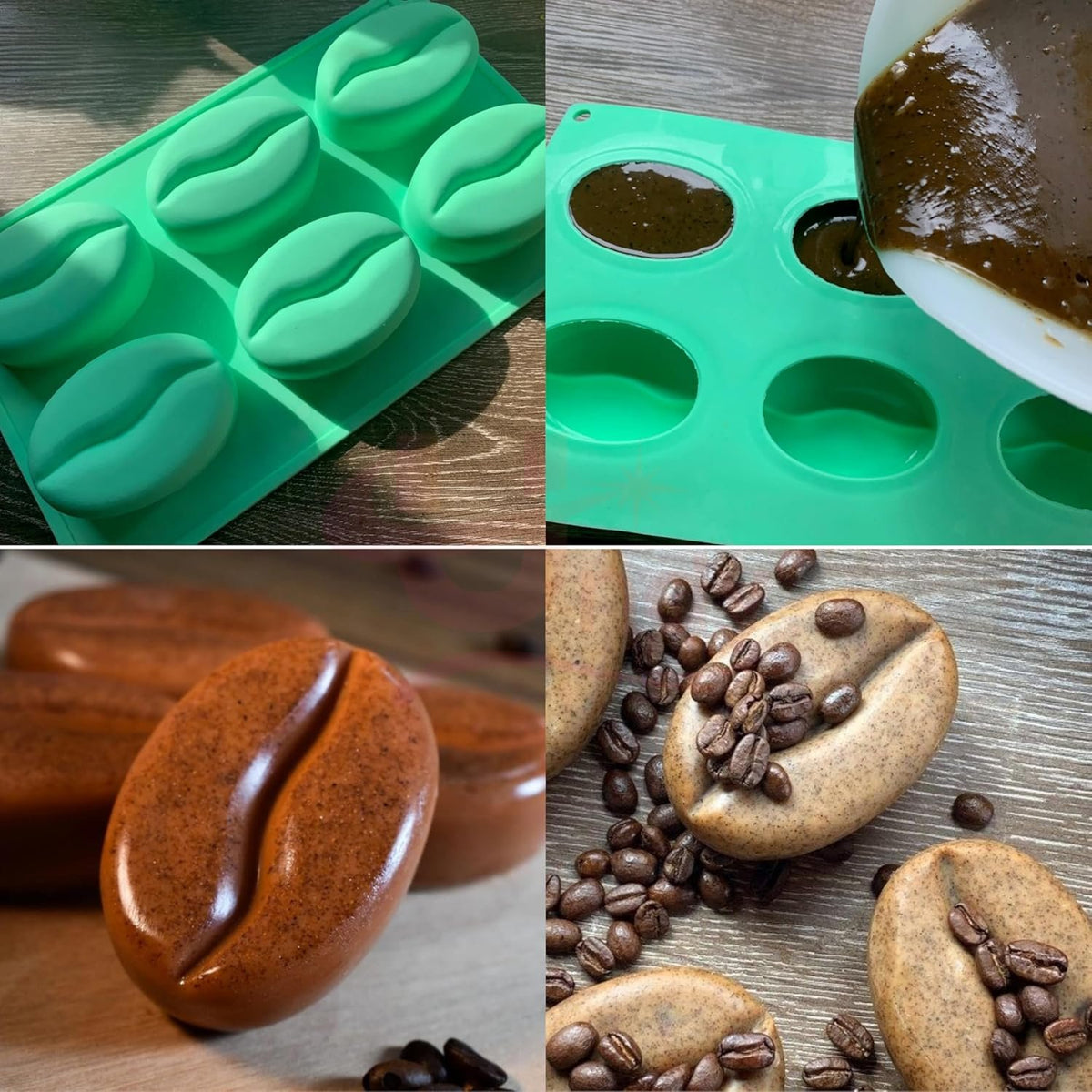 Silicone Coffee Bean Shape Mould, 6 Cavity — image 3
