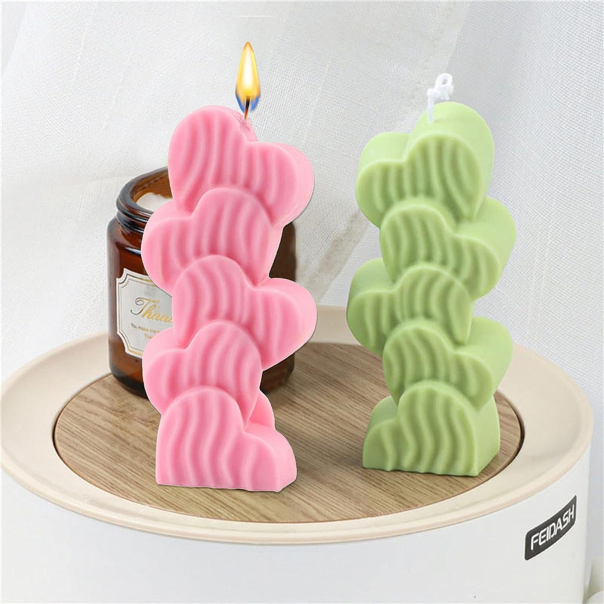 Striped Heart Shape Candle Mould, 2 Cavity — image 7