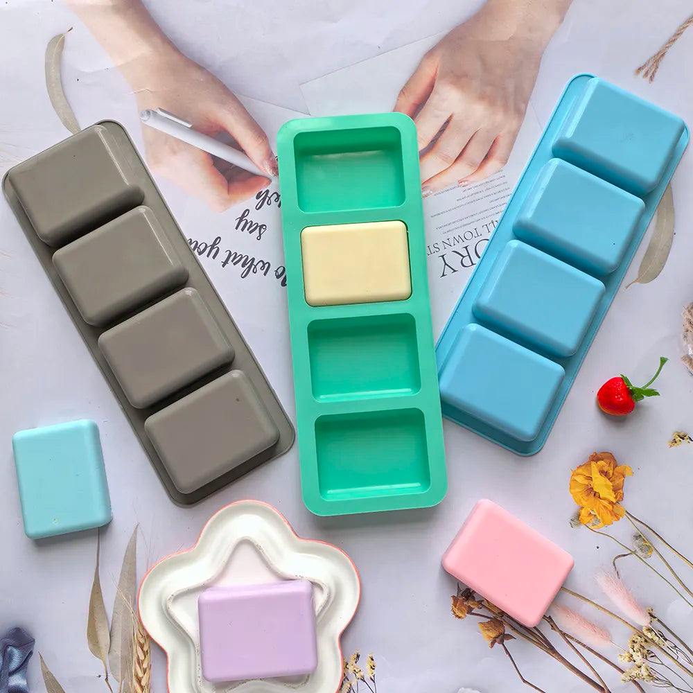 Silicone Rectangle Shape Soap Mould, 4 Cavity — image 6