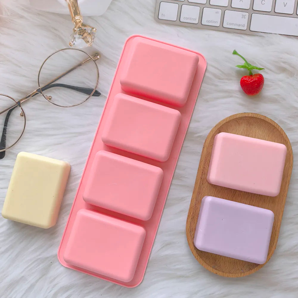 Silicone Rectangle Shape Soap Mould, 4 Cavity — image 5