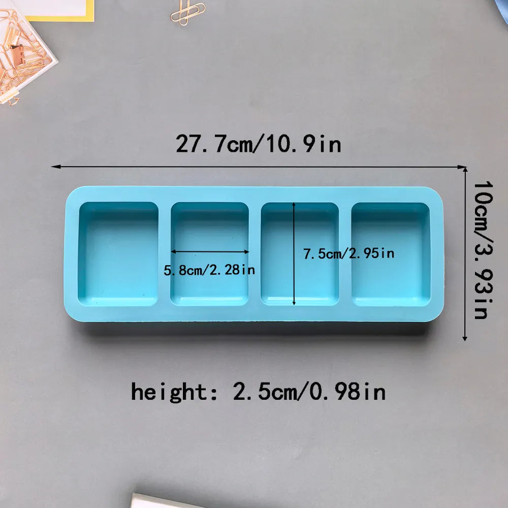 Silicone Rectangle Shape Soap Mould, 4 Cavity — image 2