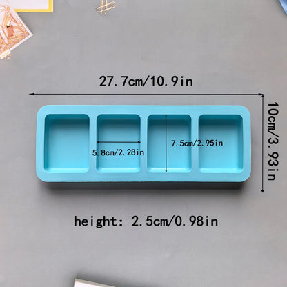Silicone Rectangle Shape Soap Mould, 4 Cavity — image 2
