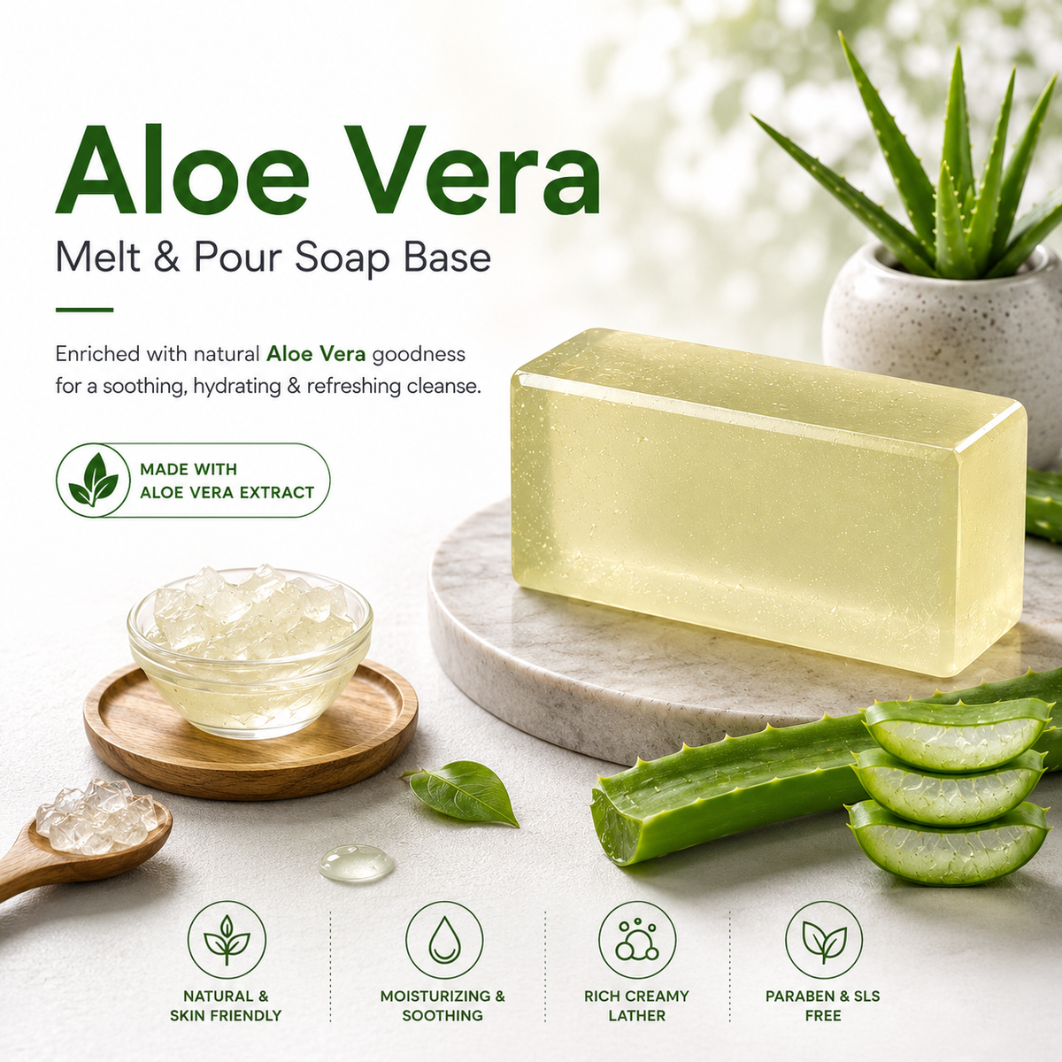 MELT & POUR SOAP BASE  - ALOE VERA (Copy)