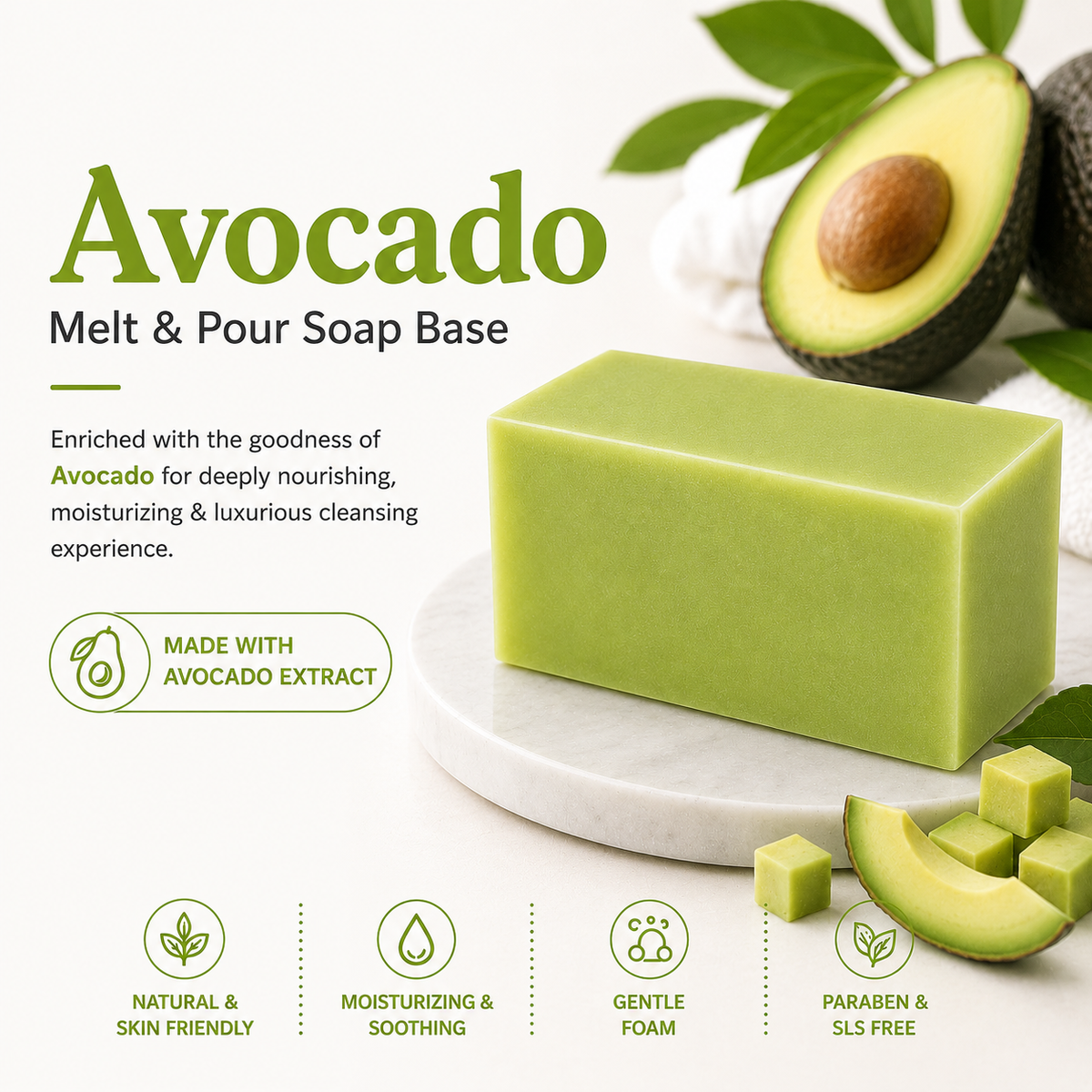 MELT & POUR SOAP BASE  - AVOCADO